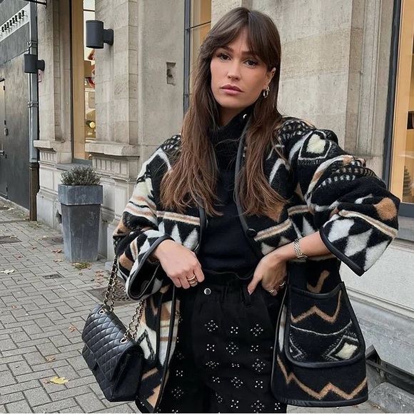 Jackets & Blazers - 106. LAST 1! CLEARANCE Thin fleece Aztec Black Tribal blazer Lined Jacket Coat